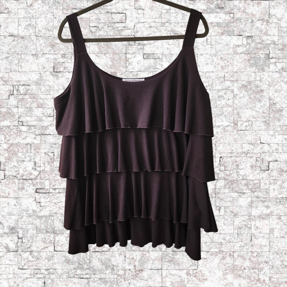 Silhouettes Women's Ruffle-Tiered Expresso Scoop Neck Tank Top Size 1X